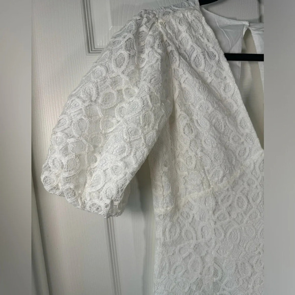 Walter Baker Cute Out Lace Mini Dress Puff Sleeve Summer Party Bridal Size 6 - Picture 3 of 13